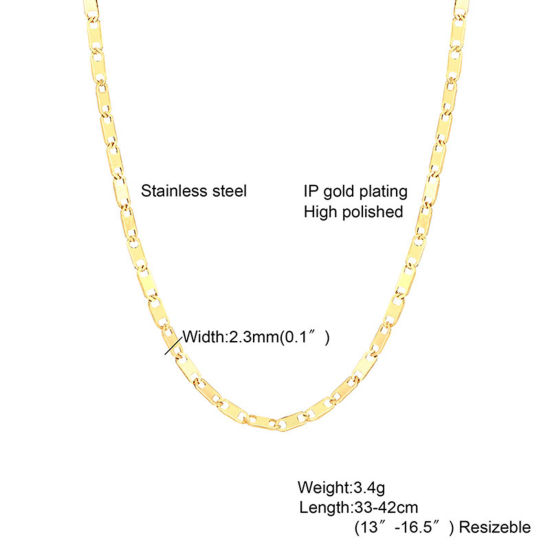 Bild von Umweltfreundliche Vakuumbeschichtung Einfach und lässig Einfach 18K Gold plattiert 304 Edelstahl Anker Mariner Gliederkette Choker Halskette Für Frauen Party 33cm lang, 1 Strang