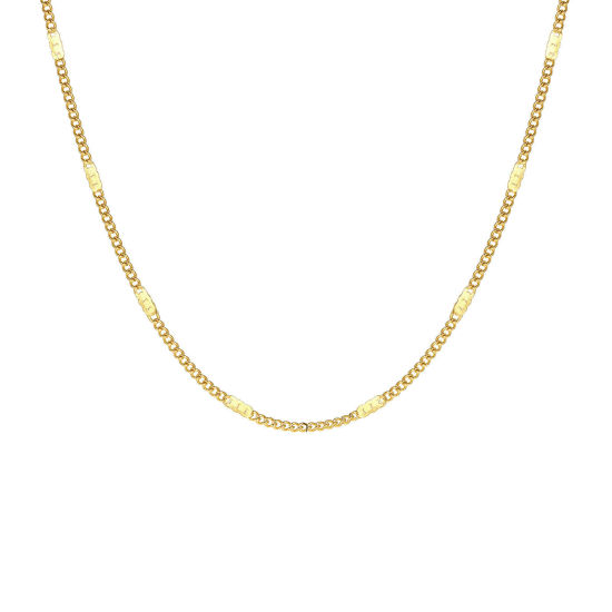 Bild von Umweltfreundliche Vakuumbeschichtung Einfach und lässig Einfach 18K Gold plattiert 304 Edelstahl Textilgliederkette Kette Halskette Für Frauen Party 44cm lang, 1 Strang