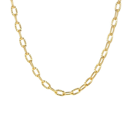 Picture of Eco-friendly Vacuum Plating Simple & Casual Simple 18K Gold Plated 304 Stainless Steel Link Cable Chain Necklace For Women Party 40cm(15 6/8") long, 1 Piece