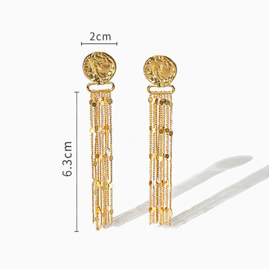 Bild von Hypoallergen Stilvoll Retro 18K Vergoldet Messing Quast Ohrring Für Frauen Party 6.3cm x 2cm, 1 Paar