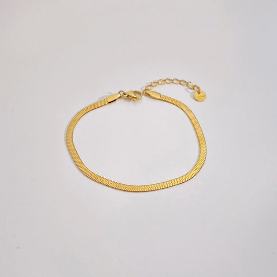Picture of Eco-friendly Vacuum Plating Simple & Casual Stylish 18K Gold Plated 304 Stainless Steel Snake Chain Bracelets Unisex Party 17cm(6 6/8") long, 1 Piece