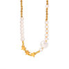 Imagen de Enchapado al Vacío Ecológico Elegante Barroco 18K Oro Real Chapado Acero Inoxidable 304 & Perla Natural. Estrellas de cinco puntos Collar Gargantilla Para Mujeres 38cm longitud, 1 Unidad