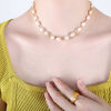 Imagen de 1 Unidad Enchapado al Vacío Elegante Romántico 18K Oro Real Chapado Acero Inoxidable 304 & Perla Natural. Collar de Cuentas Para Mujeres 38cm longitud