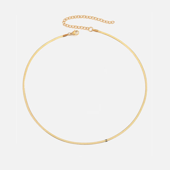 Picture of 1 Piece Vacuum Plating Stylish Simple 18K Gold Plated 304 Stainless Steel Snake Chain Choker Necklace For Women Party 40cm(15 6/8") long