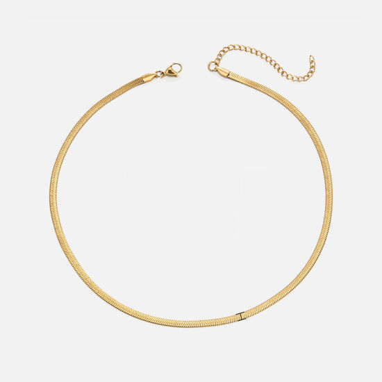 Picture of 1 Piece Vacuum Plating Stylish Simple 18K Gold Plated 304 Stainless Steel Snake Chain Choker Necklace For Women Party 40cm(15 6/8") long