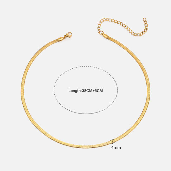 Picture of 1 Piece Vacuum Plating Stylish Simple 18K Gold Plated 304 Stainless Steel Snake Chain Choker Necklace For Women Party 40cm(15 6/8") long