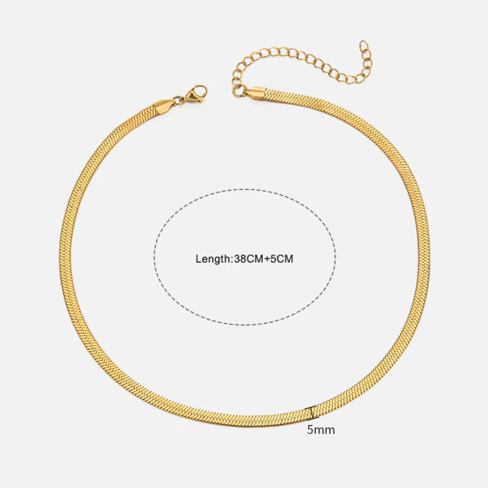 Picture of 1 Piece Vacuum Plating Stylish Simple 18K Gold Plated 304 Stainless Steel Snake Chain Choker Necklace For Women Party 40cm(15 6/8") long