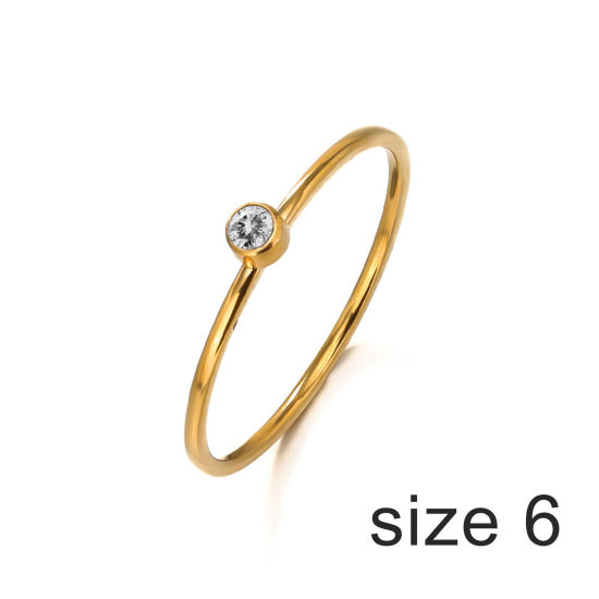 Picture of 1 Piece Eco-friendly Vacuum Plating Exquisite Birthstone 18K Gold Color 304 Stainless Steel & Cubic Zirconia Unadjustable June Rings For Women Birthday 16.5mm(US Size 6)