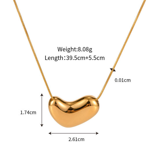 Imagen de Enchapado al Vacío Ecológico Elegante Sencillo 18K Oro Real Chapado 304 Acero Inoxidable Cadena Serpiente Guisante Collar con Colgante Para Mujeres Fiesta 39cm longitud, 1 Unidad