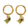 Picture of Eco-friendly Vacuum Plating Stylish Ins Style 18K Real Gold Plated 304 Stainless Steel & Stone Round Earrings For Women Party 2cm x 1.5cm, 1 Pair