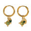 Image de Placage Sous Vide Écologique À la Mode Boucles d'Oreilles Style Ins en 304 Acier Inoxydable & Pierre Rond Plaqué Or Véritable 18K Fête Pour Femmes 2cm x 1.5cm, 1 Paire