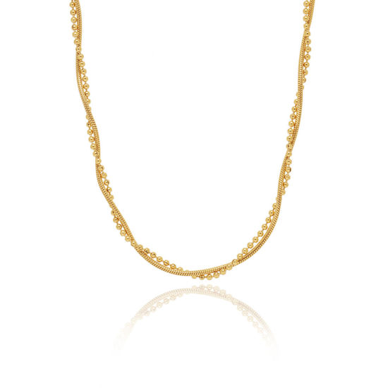 Picture of Eco-friendly Vacuum Plating Stylish Simple 18K Real Gold Plated 304 Stainless Steel Ball Chain Braided Multilayer Layered Necklace Unisex 41cm(16 1/8") long, 1 Piece