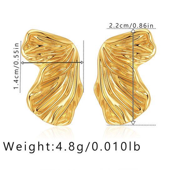 Picture of Eco-friendly Vacuum Plating Sweet & Cute Retro 18K Real Gold Plated Brass Butterfly Animal Wing Ear Post Stud Earrings For Women Party 2.2cm x 1.4cm, 1 Pair