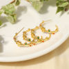 Picture of 1 Pair Eco-friendly Vacuum Plating Sweet & Cute Stylish 18K Real Gold Plated 304 Stainless Steel & Rhinestone C Shape Flower Hoop Earrings For Women Party 2cm