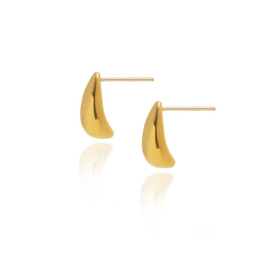 Imagen de 1 Par Enchapado al Vacío Ecológico Minimalista Estilo Ins 18K Oro Real Chapado 316L Acero Inoxidable Grano de Arroz Gota Pendientes Para Mujeres Regalo de Mayoría de Edad 10mm x 4mm