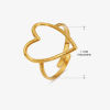 Image de 1 Pièce Placage sous Vide Simple & Décontracté Bagues Ouvert Simple en 304 Acier Inoxydable Plaqué Or 18K Cœur Pour Femmes Fête 17mm (Taille d'US 6.5)