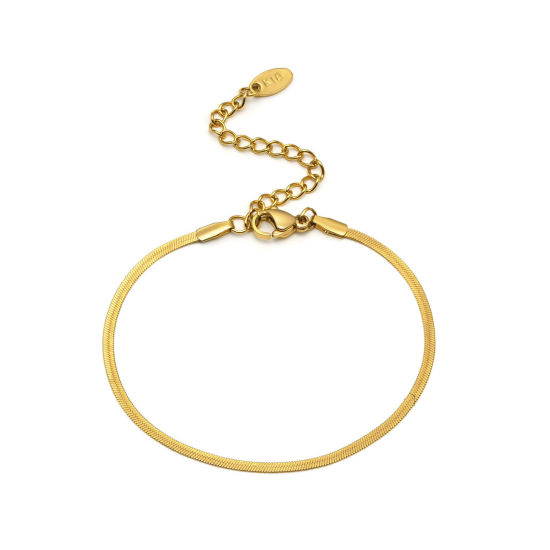 Bild von 1 Strang Umweltfreundliche Vakuumbeschichtung Stilvoll Einfach 18K Vergoldet 304 Edelstahl Schlangenkette Kette Armband Für Frauen Party 16cm lang