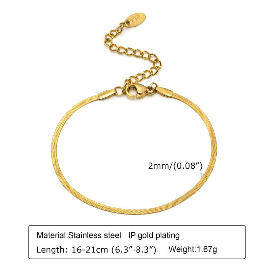 Bild von 1 Strang Umweltfreundliche Vakuumbeschichtung Stilvoll Einfach 18K Vergoldet 304 Edelstahl Schlangenkette Kette Armband Für Frauen Party 16cm lang