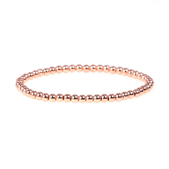 Picture of 1 Piece Eco-friendly Vacuum Plating Simple & Casual Ins Style Rose Gold Brass Elastic Dainty Bracelets Delicate Bracelets Beaded Bracelet Unisex Party 16cm-18cm long