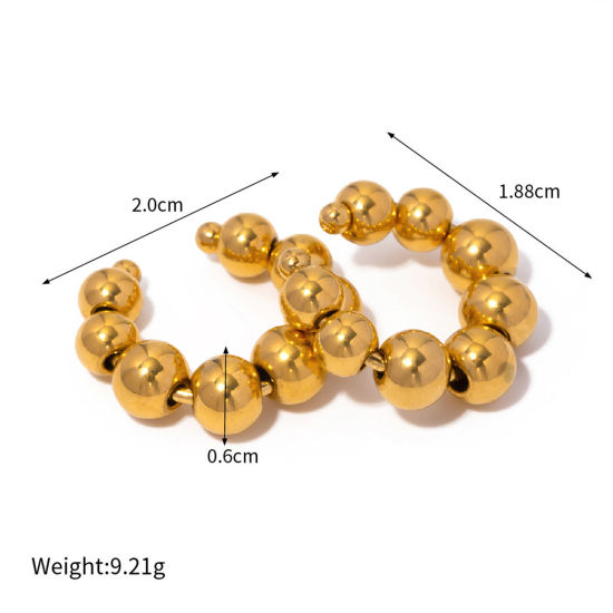 Picture of 1 Pair Eco-friendly Vacuum Plating Stylish Ins Style 18K Real Gold Plated 304 Stainless Steel Ball Non Piercing Clip-on Earrings For Women Party 2cm x 1.9cm