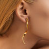 Picture of 1 Pair Eco-friendly Vacuum Plating Minimalist Stylish 18K Real Gold Plated Brass Curve Earrings For Women Party 7.3cm x 0.6cm