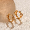 Picture of 1 Pair Hypoallergenic Exquisite Ins Style 18K Real Gold Plated Brass & Cubic Zirconia Circle Ring Heart Hoop Earrings For Women Party 1.6cm x 1.3cm