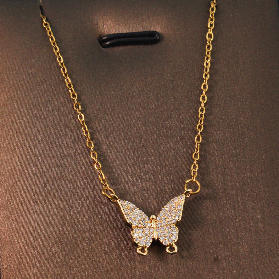 Immagine di 1 Pz Ecologico Semplice & Casual Elegante Placcato Oro 18K Acciaio Inossidabile 304 & Ottone Cavo Catena Farfalla Collana con Ciondolo Per Donne Festa 40cm Lunghezza