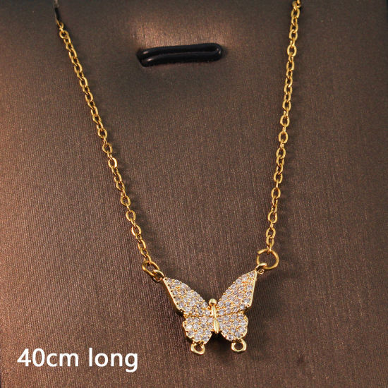 Immagine di 1 Pz Ecologico Semplice & Casual Elegante Placcato Oro 18K Acciaio Inossidabile 304 & Ottone Cavo Catena Farfalla Collana con Ciondolo Per Donne Festa 40cm Lunghezza