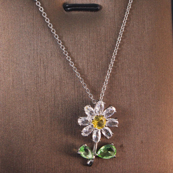 Immagine di 1 Pz Ecologico Semplice & Casual Elegante Platino Placcato Acciaio Inossidabile 304 & Ottone Cavo Catena Le foglie del Fiore Collana con Ciondolo Per Donne Festa 40cm Lunghezza