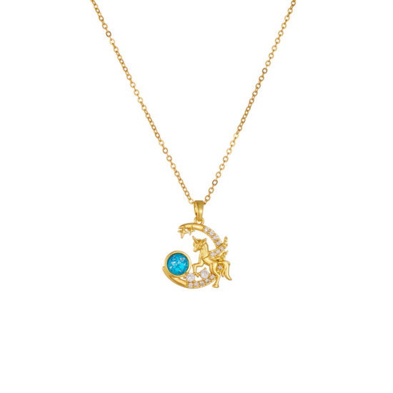 Immagine di 1 Pz Placcatura Sottovuoto Semplice & Casual Galassia Placcato Oro 18K Acciaio Inossidabile 304 & Ottone Cavo Catena Luna Cavallo Collana con Ciondolo Per Donne Festa 40cm Lunghezza