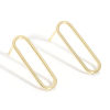 Picture of 2 PCs Eco-friendly Vacuum Plating Stylish Geometric 18K Gold Color Brass Oval Ear Post Stud Earrings For Women Party 20mm x 6mm