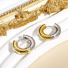 Picture of 2 PCs Eco-friendly Vacuum Plating Stylish Stylish 18K Real Gold Plated & Real Platinum Plated Brass Circle Ring Hoop Earrings For Women Party 20mm x 19mm
