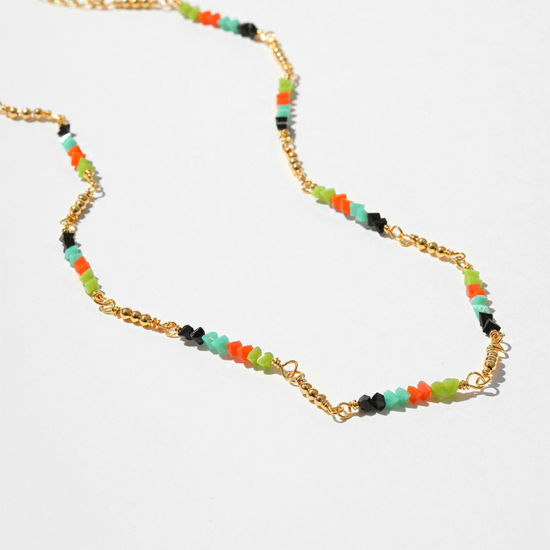 Bild von 1 Strang Umweltfreundlich Ethnischer Stil Böhmischer Stil 18K Vergoldet Kupfer Kugelkette Kette Halskette Für Frauen Abschluss 40cm lang