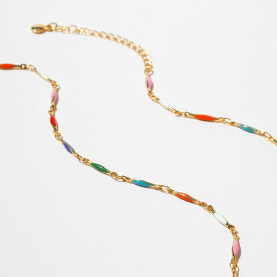 Bild von 1 Strang Umweltfreundlich Ethnischer Stil Böhmischer Stil 18K Vergoldet Kupfer Kugelkette Kette Marquise Halskette Für Frauen Abschluss 40cm lang