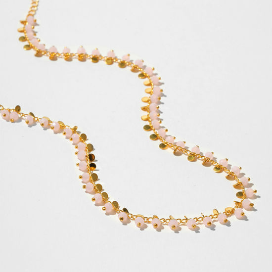 Bild von 1 Strang Umweltfreundlich Ethnischer Stil Böhmischer Stil 18K Vergoldet Kupfer Kugelkette Kette Quast Halskette Für Frauen Abschluss 40cm lang