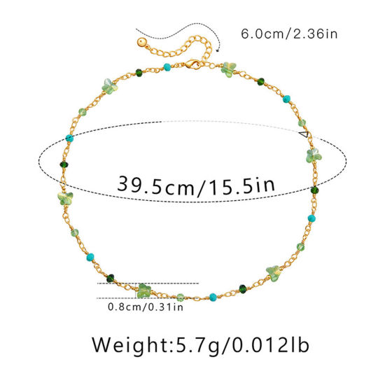 Bild von 1 Strang Umweltfreundlich Ethnischer Stil Böhmischer Stil 18K Vergoldet Kupfer Kugelkette Kette Schmetterling Halskette Für Frauen Abschluss 40cm lang