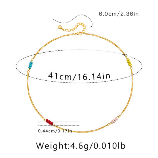 Picture of 1 Piece Eco-friendly Ethnic Style Boho Chic Bohemia 18K Real Gold Plated Brass Ball Chain Necklace For Women Graduation 40cm(15 6/8") long