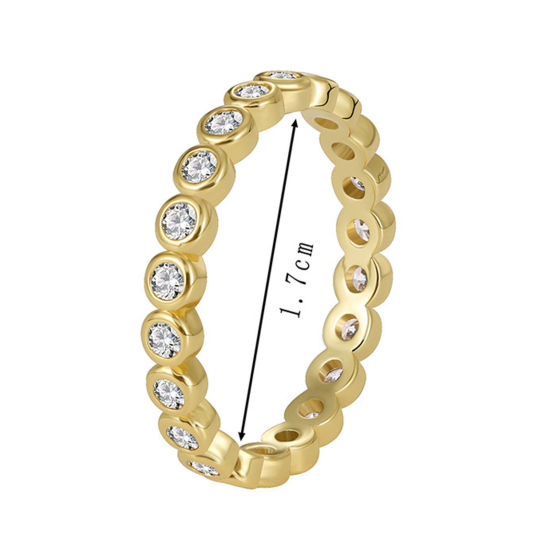 Image de 1 Pièce Placage Sous Vide Écologique Simple & Décontracté Bagues Non Ajustable Exquis en Laiton & Strass Plaqué Or Véritable 18K Pour Femmes Fête 18.9mm (Taille d'US 9)