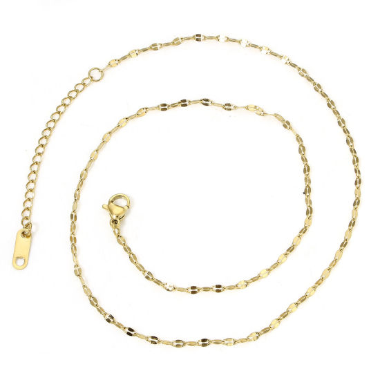 Picture of 1 Piece Vacuum Plating Simple & Casual Simple Gold Plated 304 Stainless Steel Lips Chain Necklace For Women Party 40cm(15 6/8") long