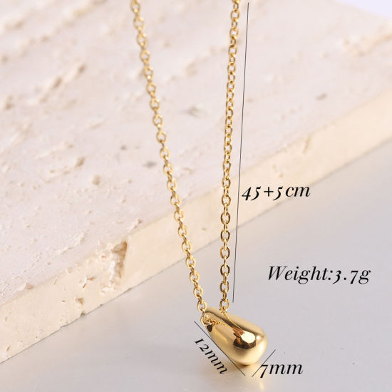 Picture of 1 Piece Vacuum Plating Stylish Ins Style 18K Gold Plated 304 Stainless Steel Rolo Chain Drop Pendant Necklace For Women Party 45cm(17 6/8") long