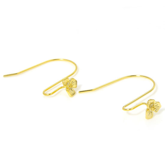 Image de 1 Paire Hypoallergénique À la Mode Boucles d'Oreilles Corchets La Saint Valentin en Laiton Fleur Plaqué Or 18K Fête Pour Femmes 25mm x 23mm