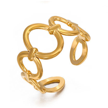 Picture of Eco-friendly Stylish Simple 18K Gold Plated 304 Stainless Steel Open Geometric Heart Rings For Women Party