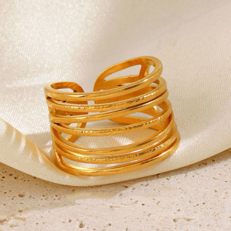 Picture of Eco-friendly Stylish Simple 18K Gold Plated 304 Stainless Steel Open Geometric Heart Rings For Women Party