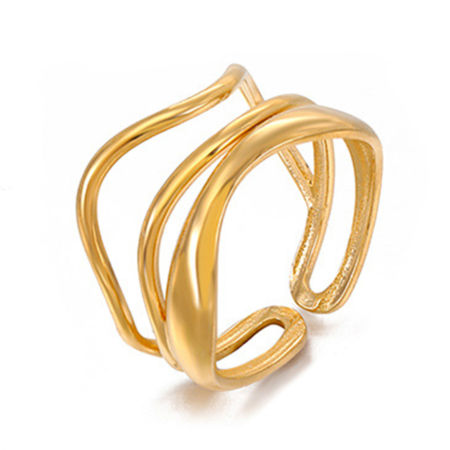 Picture of Eco-friendly Stylish Simple 18K Gold Plated 304 Stainless Steel Open Geometric Heart Rings For Women Party