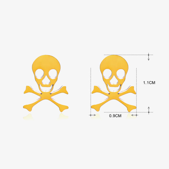 Immagine di 1 Paio Placcatura Sottovuoto Stile Ins Halloween Placcato Oro 18K 304 Acciaio Inossidabile Scheletro Filigrana Orecchini a Perno Unisex Halloween 1.1cm x 0.9cm