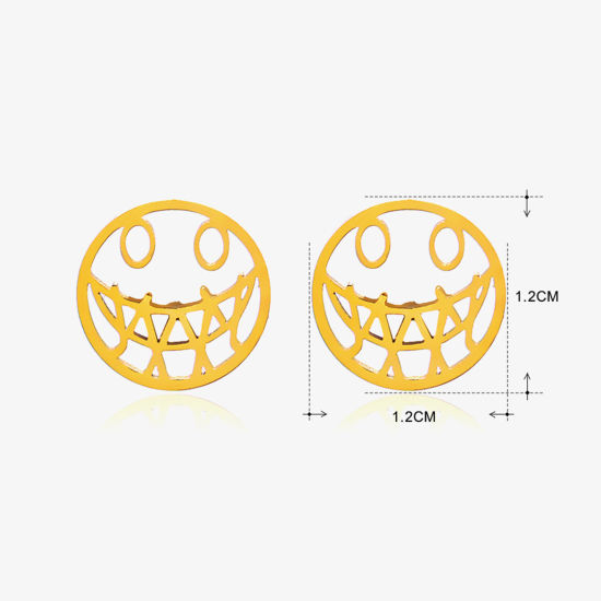 Immagine di 1 Paio Placcatura Sottovuoto Stile Ins Halloween Placcato Oro 18K 304 Acciaio Inossidabile Smorfia Filigrana Orecchini a Perno Unisex Halloween 1.2cm x 1.2cm