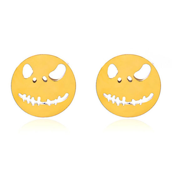 Immagine di 1 Paio Placcatura Sottovuoto Stile Ins Halloween Placcato Oro 18K 304 Acciaio Inossidabile Smorfia Filigrana Orecchini a Perno Unisex Halloween 1cm x 1cm
