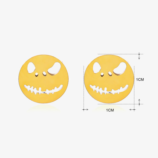 Immagine di 1 Paio Placcatura Sottovuoto Stile Ins Halloween Placcato Oro 18K 304 Acciaio Inossidabile Smorfia Filigrana Orecchini a Perno Unisex Halloween 1cm x 1cm