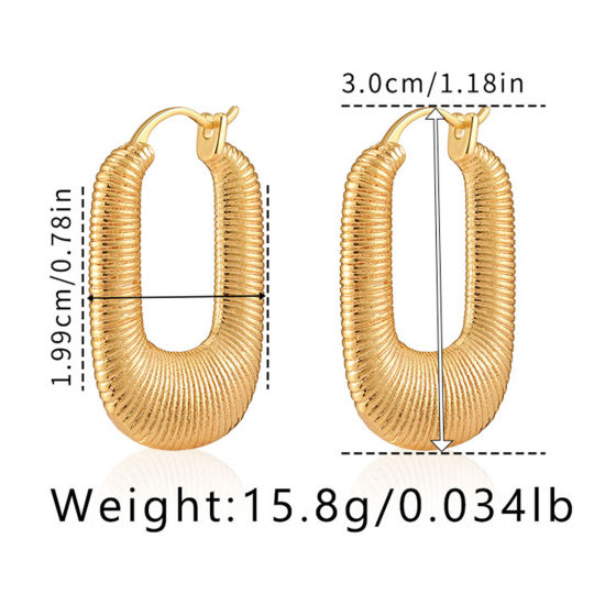 Picture of 1 Pair Eco-friendly Simple & Casual Ins Style 18K Real Gold Plated Brass Oval Earrings For Women Party 3cm x 2cm