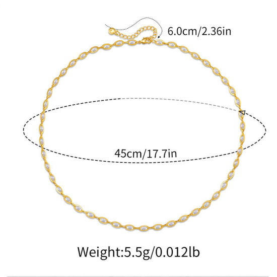 Bild von 1 Strang Umweltfreundlich Einfach und lässig Elegant 18K Echtgold plattiert Messing Handgefertigte Gliederkette Marquise Imitat Perle Halskette Für Frauen Party 45cm lang